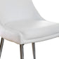 Leatherette Upholstered Metal Side Chair with Tapered Legs Pack of Two White and Silver By Casagear Home FOA-CM3384WH-SC-2PK