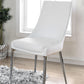 Leatherette Upholstered Metal Side Chair with Tapered Legs, Pack of Two, White and Silver By Casagear Home