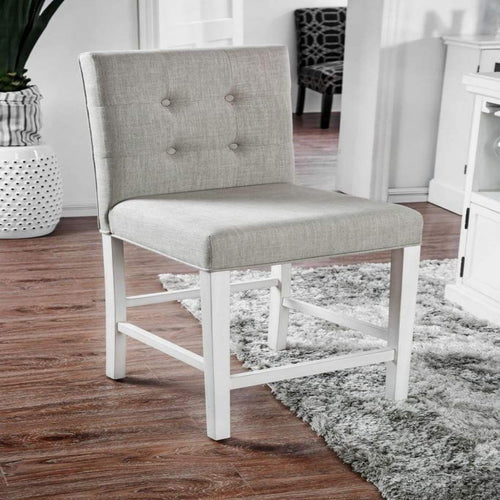 Counter Chair Set of 2 | Fabric Upholstered | White Gray