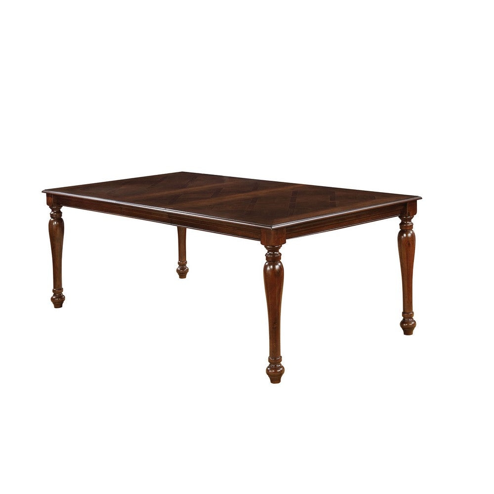 Dining Table | Rectangular Wood | Turned Legs | Brown Finish