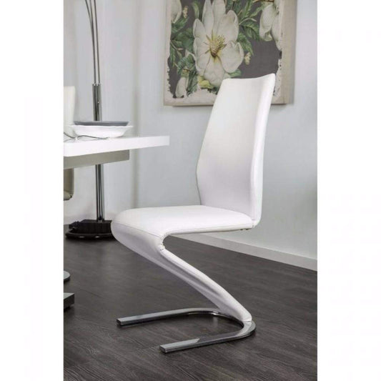 MIDVALE Contemporary Z-Shaped Side Chair, White, Set Of 2 By Casagear Home