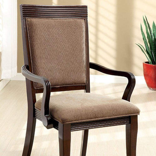 Armchair Set of 2 | 18" Ribbed Wood Frame | Walnut Finish