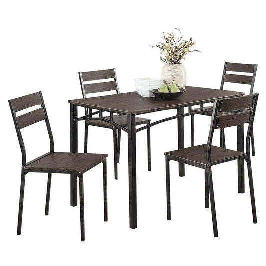 5-Piece Metal And Wood Dining Table Set In Antique Brown By Casagear Home
