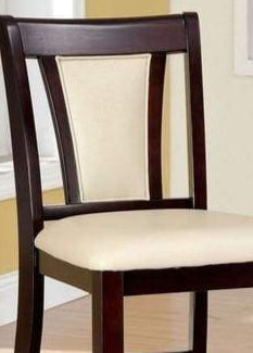 Side Chair Set of 2 | Wood Frame | Padded Ivory Seat Back | Cherry Brown