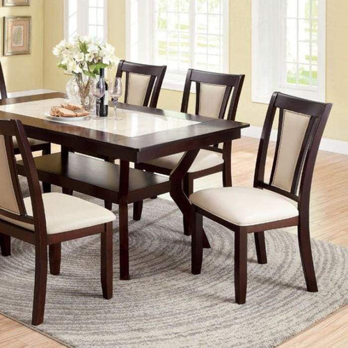 Dining Table | Rectangular Wood | Angled Legs | Brown Cream Finish