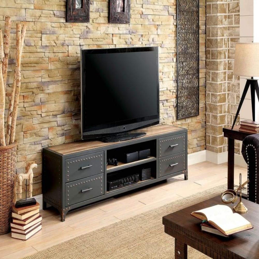 TV Stand | 60" | 4 Drawers | 2 Open Shelves | Gray Finish