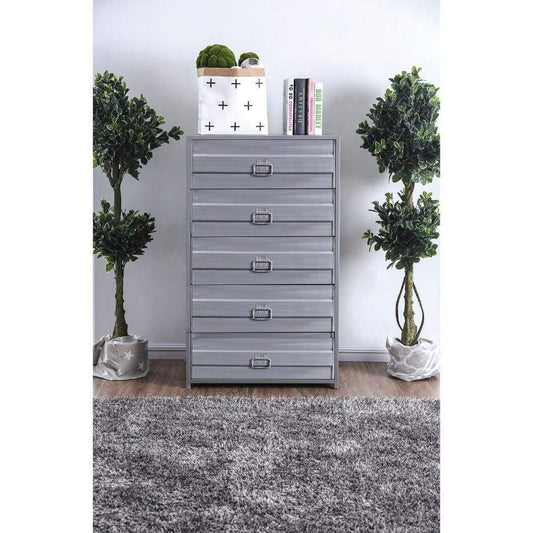 Industrial Style 5 Drawer Metal Chest with Spacious Storage, Gray - CM7075C