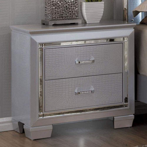 Nightstand | 2 Drawer | Wood Frame | Embossed Texture | Gray