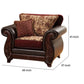 48 Inch Modern Accent Chair Jacquard Vegan Faux Leather Burgundy Brown By Casagear Home FOA-SM6107N-CH