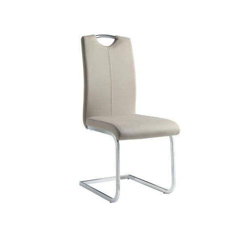 Side Chair Set of 2 | Metal Leather Cantilever | Chrome Base | Gray