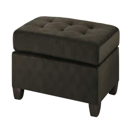 Ottoman | Polyester Upholstered | Tufted Seat | Chocolate Brown