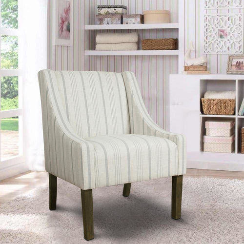 Accent Chair | Stripe Pattern Fabric | Swooping Arms | Multicolor