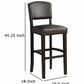 30 Wooden Bar Stool with Padded Upholstered Seat and Backrest Brown LHD-0218VESP-01-KD-U