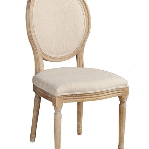 Dining Chair | 24" | Distressed Wood | Beige Fabric | Set of 2