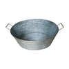 Embossed Design Oval Shape Galvanized Steel Tub with Side Handles Small Silver By Casagear Home MIL-C-51
