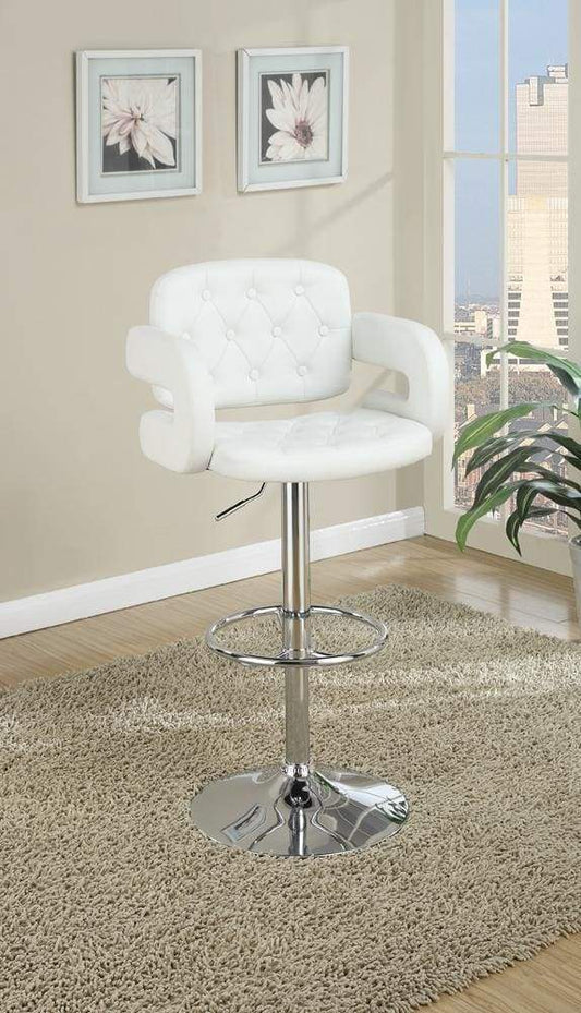 Chair Style Barstool With Tufted Seat And Back White And Silver