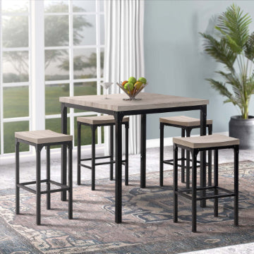 Counter Height 5 Pieces Dining Set In Brown And Black By Poundex