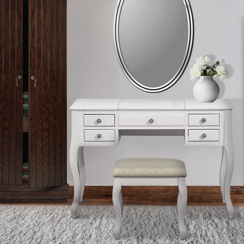 Cherub Vanity Set | Stool & Mirror | White