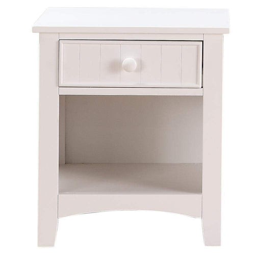 Nightstand | Wood | Bottom Open Shelf | White
