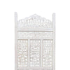 Aesthetically Carved 4 Panel Wooden Partition Screen/Room Divider Distressed White UPT-148945