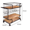 Metal Frame Bar Cart with Wooden Top and 2 Shelves Black and Brown By The Urban Port UPT-197314