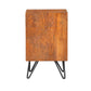22 Inch Textured Cube Shape Wooden Nightstand with Angular Legs Brown and Black By The Urban Port UPT-204787