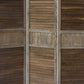 3 Panel Foldable Wooden Divider Privacy Screen with Grains and Metal Hinges Brown and Gray By The Urban Port UPT-230657