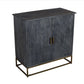 33.5 Inches Plank Design 2 Door Mango Wood Storage Cabinet With Metal Base, Gray By The Urban Port
