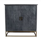 33.5 Inches Plank Design 2 Door Mango Wood Storage Cabinet With Metal Base Gray By The Urban Port UPT-237993