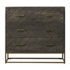 Roy 32 Inch 3 Drawer Mango Wood Dresser Chest, Rustic Bronze Metal Frame, Gray By The Urban Port