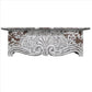 28 Inch Wooden Floating Wall Shelf with Engraved Floral Details Antique White By The Urban Port UPT-242448