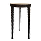 22 Inch Round Wooden Side Table with Tapered Tripod Base Brown and Black By The Urban Port UPT-247105