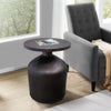 Rumi 24 Inch Metal Frame End Table with Round Top and Bottle Shape Base, Garnet Red The Urban Port