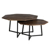 35 28 Inch 2 Piece Nesting Coffee Table Set Octagon Top Mango Wood Brown and Black By The Urban Port UPT-262386