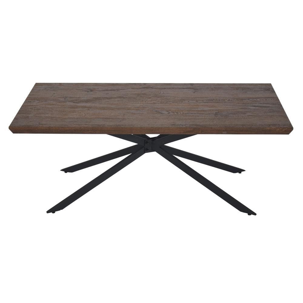 Rectangular Wooden Coffee Table with Boomerang Legs Natural Brown Sonoma and Black By The Urban Port UPT-266256