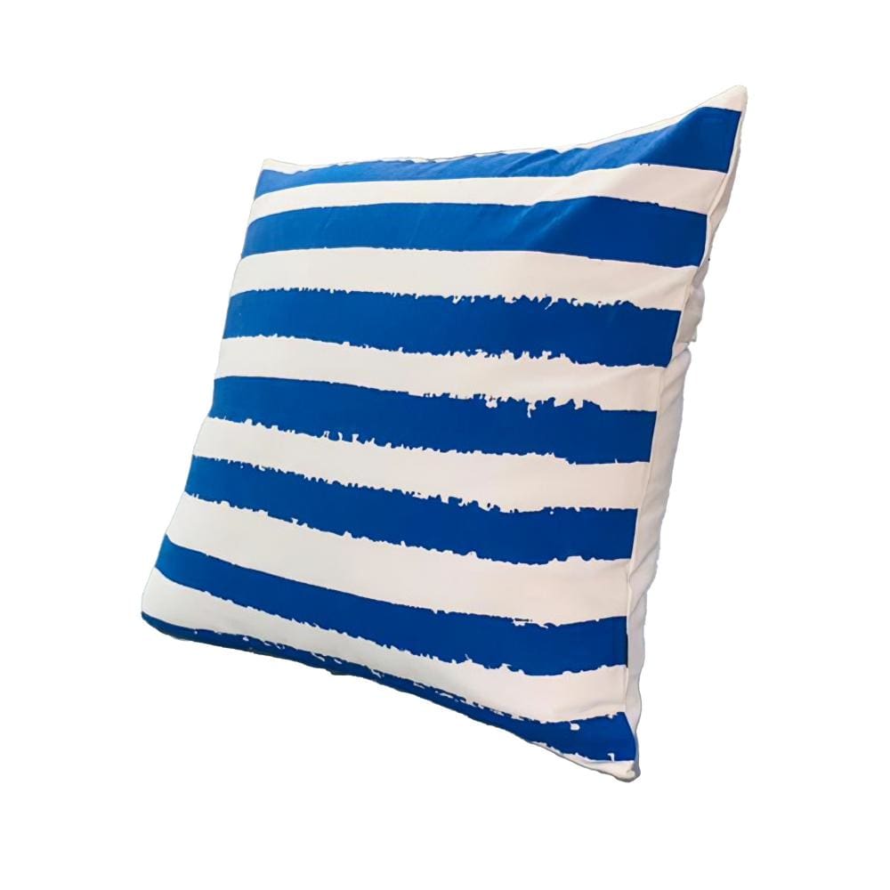20 x 20 Modern Square Cotton Accent Throw Pillow Screen Printed Stripes Pattern Blue White By The Urban Port UPT-266362