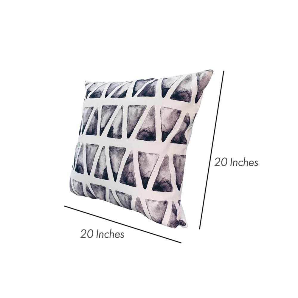 20 x 20 Modern Square Cotton Accent Throw Pillow Triangular Pattern Gray White By The Urban Port UPT-266366