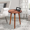 18 Inch Round Acacia Wood Side Accent End Table with 3 Tabletop Sections Warm Brown By The Urban Port UPT-272009