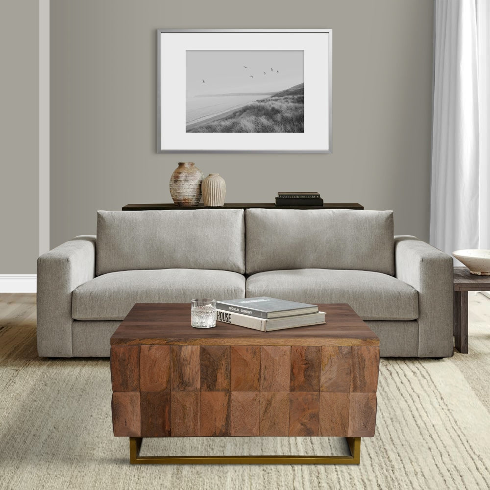 Buy 33 Inch Lift Top Storage Trunk Coffee Table, Square, Mango