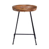 26 Inch Industrial Counter Height Stool Contoured Mango Wood Seat Iron Cafe Brown Black By The Urban Port UPT-272545