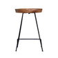 26 Inch Industrial Counter Height Stool Contoured Mango Wood Seat Iron Cafe Brown Black By The Urban Port UPT-272545