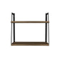 Joel 18 Inch Rectangular 2 Tier Wood Floating Wall Mount Shelf with Metal Frame Brown and Black By The Urban Port UPT-272760