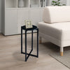 Ivy 24.5 Inch Round Marble Top Accent Side Table with Metal Frame, Black By The Urban Port