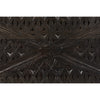 38 Inch Handcrafted Mango Wood Square Coffee Table Artisanal Carved Mesh Base Black By The Urban Port UPT-276562