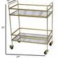Modern Style Tubular Iron Bar Cart with 2 Mirrored Shelves Gold By The Urban Port UPT-71700