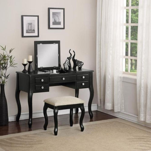 Cherub Vanity Set | Stool & Mirror | Black