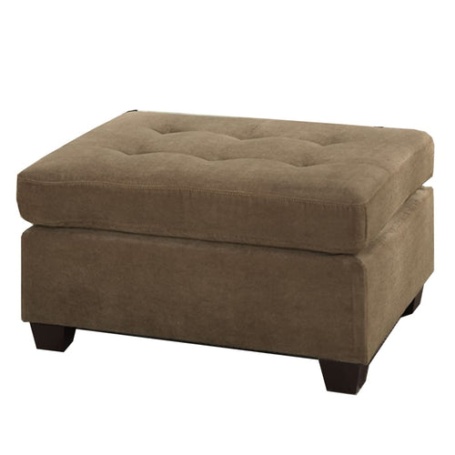 Cocktail Ottoman | Waffle Suede Upholstery | Light Brown