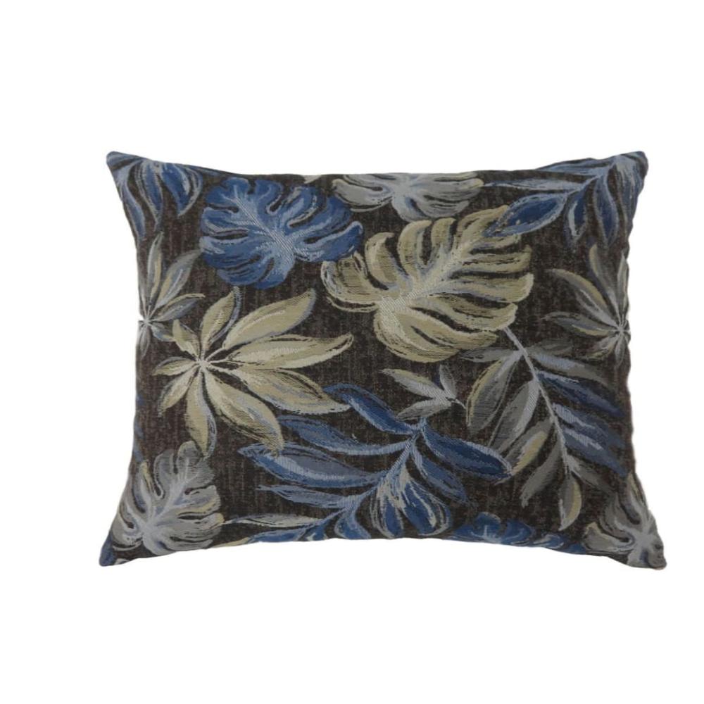 Throw Pillows Set of 2 | Leaf Design | Navy Blue