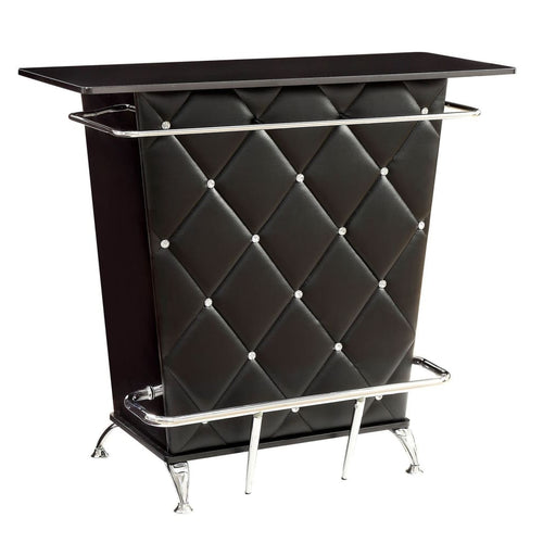Bar Table | Padded | Button Tufting | Faux Leather | Black Finish