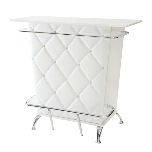 Bar Table | Padded | Button Tufting | Faux Leather | White Finish